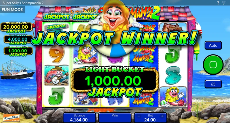Super Sally's Shrimpmania 2 - Avvio del gioco bonus a cesto con scelta tra cesti e Free Spins